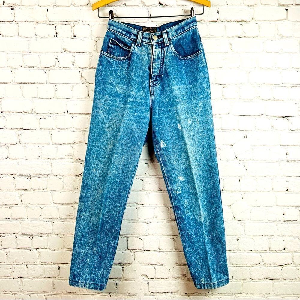 Vintage 80s Bonjour International Acid Washed Mom High Waist Cropped Ankle Jeans